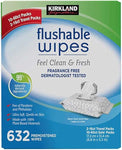 Kirkland Signature Premoistened Flushable Wipes Fragrance Free 632 - Count