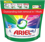 Ariel All In One Colour Pods, 70 Wash Capsules, Fast Dissolving Pods - Outstanding Stain Removal In 1 Wash