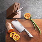 Cangshan ELBERT Series 3 Piece HUA Cleaver Knife Block Sets, Forged German Steel, Acacia Wood (White)