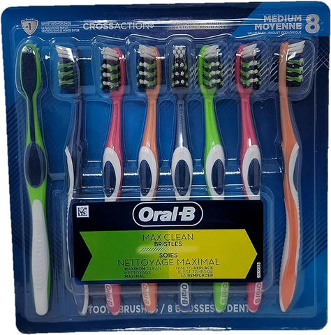 Oral-B Cross Action Max Clean Bristles Toothbrush, Medium (8-Pack)