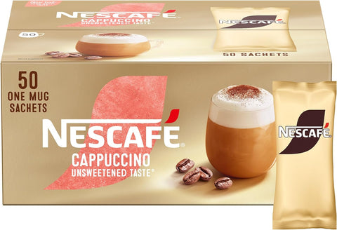 Nescafe Cappuccino Unsweetened Taste 50 mugs low sugar Instant Coffee