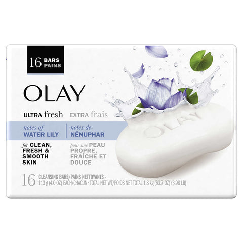 Olay ultra fresh cleansing bar soap pack, water lily, 16 Bars