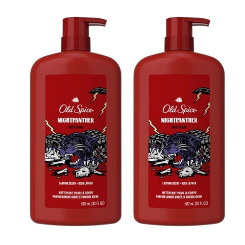 Old Spice Body Wash for Men, NightPanther, Long Lasting Lather, 30 FL OZ, 887 ml X 2 (Twin pack)