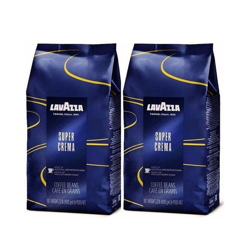 Lavazza Super Crema Whole Bean Espresso Coffee, 2.2 lb X 2 Bags, Vacuum-Packed