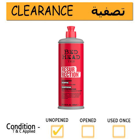 Bed Head By TIGI Resurrection Shampoo For Dry Damaged Hair - 600ml/ RED-- Clearance