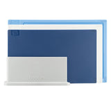 Bodum Bistro 3 Piece Color Coded Cutting Board Set With Holder – Durable, Dual Sided Kitchen Chopping Boards For Meat, Veggies, And Cheese - Dark Blue, White, Light Blue