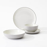 ProCook Stockholm 16 Piece Stoneware Dinner Set, 4 Settings With Pasta Bowls - Ivory Color (Dishwasher Safe, Microwave Safe, Oven Safe)