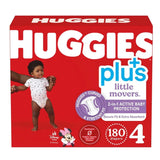 Huggies Little Movers Plus Baby Diapers Size 4 - (27-37lb - 10-17Kg - 180 Count)