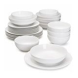 Mikasa Swirl Porcelain Dinnerware Set, 24 Piece, Elegant White Tableware Set
