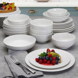 Mikasa Swirl Porcelain Dinnerware Set, 24 Piece, Elegant White Tableware Set