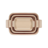 Le Creuset Stoneware Heritage 3-Piece Rectangular Bakeware Set – 0.72L, 1.4L & 3.2L – Cerise  – Oven, Microwave, Freezer & Dishwasher Safe