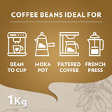 Lavazza Qualità Oro Whole Bean Coffee, 1kg – 100% Arabica Premium Italian Blend, Medium Roast, Smooth & Aromatic Flavor