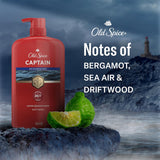 Old Spice Captain Body Wash for Men, Ocean Mist Scent, Long-Lasting Signature Fragrance, Shower Fresh 24/7, 987ml (33.4 Fl oz)