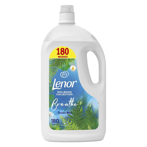 Lenor Wellbeing Collection Breathe Ocean Mist Fabric Conditioner, 3.6L (180 Wash)