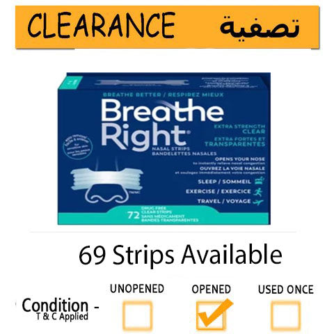 Breathe Right Extra Strength Nasal Strips - 69 Clear Strips Available-- Clearance