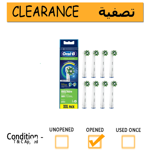 Oral-B Genuine 8XXL CrossAction Replacement Toothbrush Heads (Pack of 7), White- Clearance