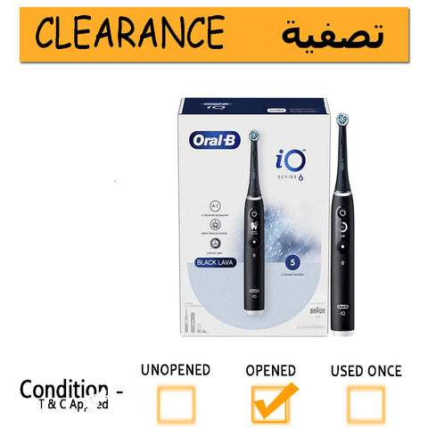 Oral-B iO6 Electric Toothbrush with Revolutionary iO Technology, 1 Toothbrush Head & Travel Case, 5 Modes with Teeth Whitening, Color-Black Lava- clearance