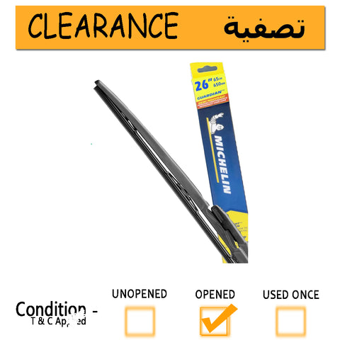 Michelin Guardian Hybrid Wiper Blade, Fit right design, All seasons 26''(65 cm)- clearance