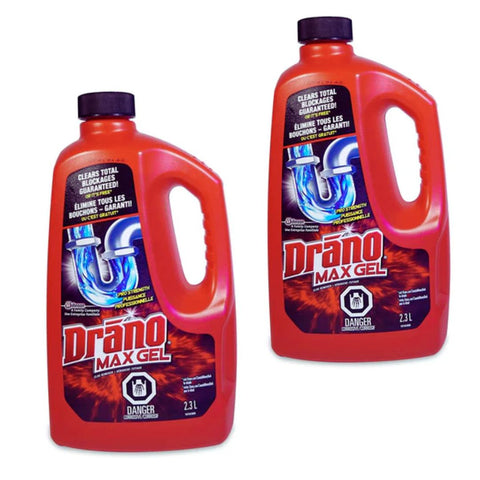 Drano Max Gel Drain Clog Remover and Cleaner for Shower or Sink Drains, Unclogs and Removes Hair, Soap Scum, Blockages, 80 oz (2.3L)-- pack of 2