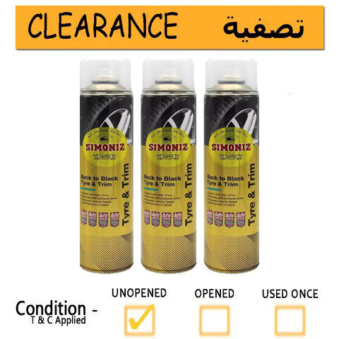 Simoniz Back to Black Tyre and Trim Shine Bumper Spray Formula Pack 3 x 600ml-- CLEARANCE