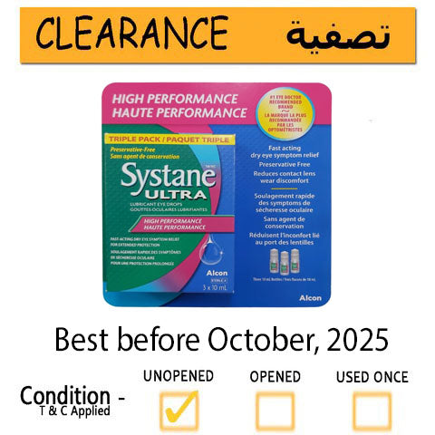 Systane Ultra Lubricant Eye Drops, Preservative Free, 3 x 10 mL- Clearance