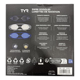 TYR Adult Performance Swim Goggles, Leak-Resistant Fit, Anti-Fog, UV Shield Pack Of 3- Grey / Black / Blue