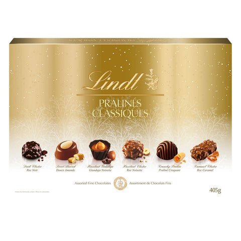 Lindt Pralines Classiques Assorted fine Chocoaltes, Decadent Flavours & Delicate Textures Perfect for the Holidays - 405g