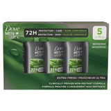 Dove Men +Care Antiperspirant Extra Fresh Deodorant for Men, 72h Protection - 5 x 76 g