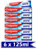 Colgate Advanced White Toothpaste, 6 x Multi Action Whitening Toothpastes  for Whiter Teeth, Bulk/Value Set - 6 x 125 ml