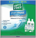 Opti-Free Puremoist Contact Lens Solution 2 x 414ml + 60ml + 2 Lens Cases