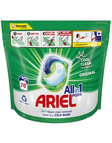 Ariel All in One Pods, 70 Wash Pods For Automatic Washing Machines With a child safety lock