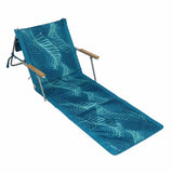 Waters Edge Foldable Beach Lounger Chair Bamboo Armrests Portable folding Sunbed- Blue