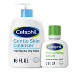 Cetaphil Face Wash, Hydrating Gentle Skin Cleanser for Dry to Normal Sensitive Skin, 16 oz + Travel Size Moisturizing Lotion 2 oz