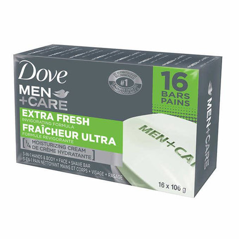 Dove Men + Care Extra Fresh Soap Bar For Body and Face 16 x 106g