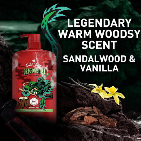 Old Spice Dragonblast Body Wash For Men – Sandalwood & Vanilla Scent (987ml - 33.4 Fl Oz)