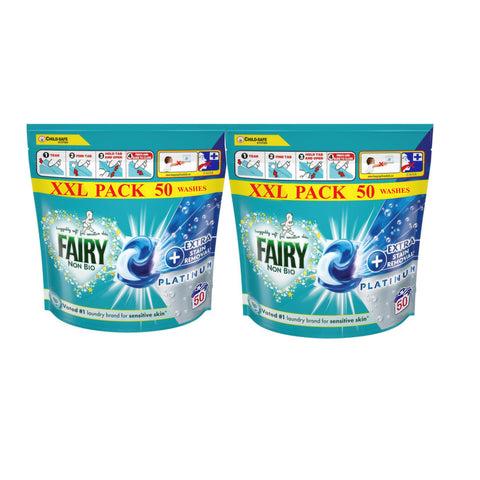 Fairy Platinum Non Bio Extra Stain Removal Washing Laundry Tabs- 100 Washes