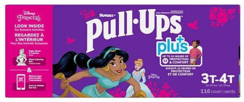 Huggies Pull-Ups Plus Training Pants, 3T to 4T Girl, 116-count