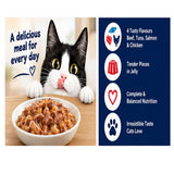 Felix As Good As It Looks Cat Food in Jelly Variety Pack – Beef, Tuna, Salmon & Chicken, 38 Pouches x 85g Available
