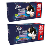 Felix As Good As It Looks Mixed Selection In Jelly Cat Food, Jumbo Pack with Salmon, Chicken, Beef and Tuna-40 x 85g - Pack of 2