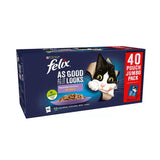 Felix As Good As It Looks Mixed Selection In Jelly Cat Food, Jumbo Pack with Salmon, Chicken, Beef and Tuna 40 x 85g- 3.4kg