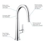 GROHE VELETTO SINGLE LEVER PULL-OUT MIXER KITCHEN TAP