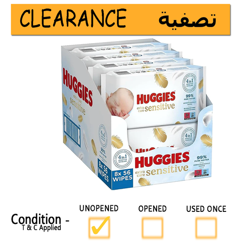 HUGGIES PURE EXTRA CARE, BABY WIPES - 8 PACKS (448 WIPES TOTAL)