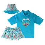 UV SKINZ Girls 3 Piece Swim Set- Light Blue