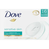 Dove Sensitive Skin Beauty Bar Soap, Hypo-Allergenic, 3.75 oz, 16 ct