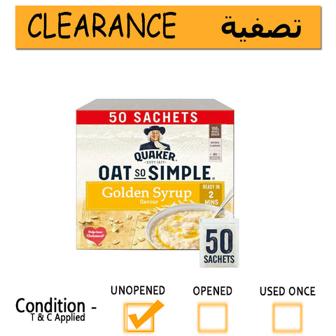 Quaker Oats Gold Syrup Individually packed Ready In 2 Minutes Oat sachets 50 x 36g - clearance