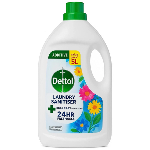 Dettol Laundry Sanitiser Spring Blossom Kill 99.9% Bactria Washing Scent Pack 5L