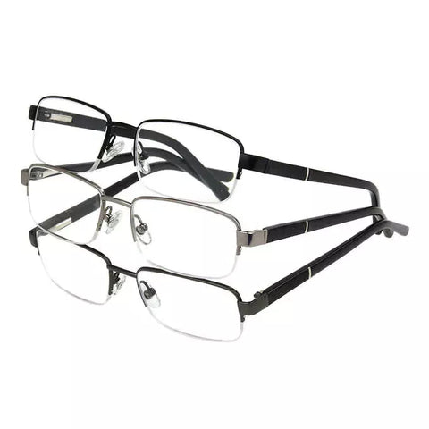 Design Optics by Foster Grant Metal Reading Glasses +2.50, 3-Pack, Semi-Rimless with Scratch-Resistant Lenses