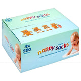 Nappy Sacks Original 4 Resealable Packs of 200