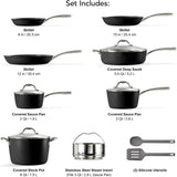 Tramontina Non-Stick Ceramic Cookware Set – 12 Piece Collection With Glass Lids & Utensils