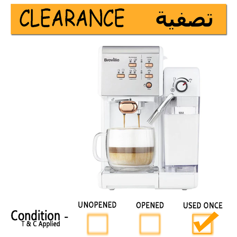 BREVILLE One-Touch Coffee Machine (White & Rose Gold) VCF108--- clearance
